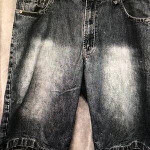 Men's Washed Denim Shorts - Black Fade